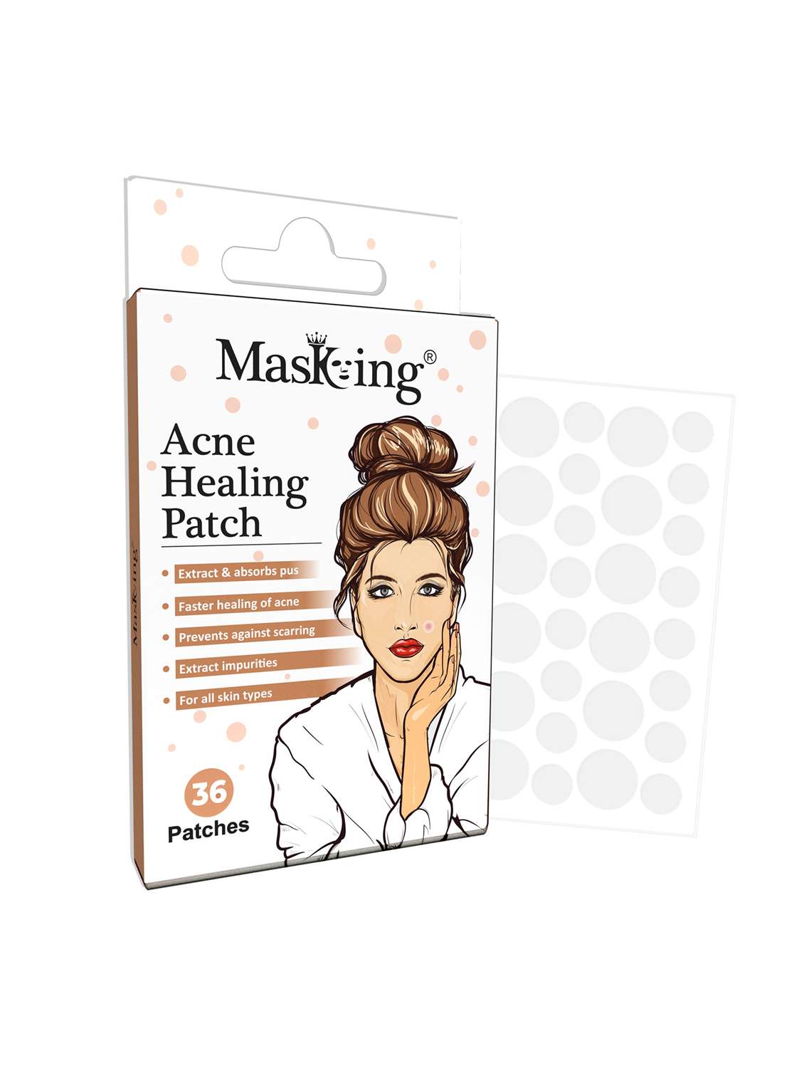 masking acne pimple patch- transparent, with 100% hydrocolloid (36 dots) pack of 1