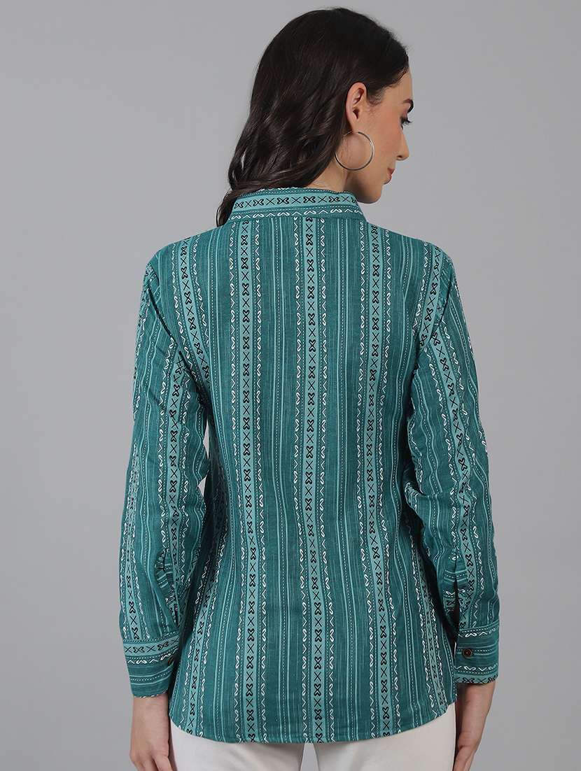 women printed cotton long sleeve shirt - 21645888 - Standard Image - 3