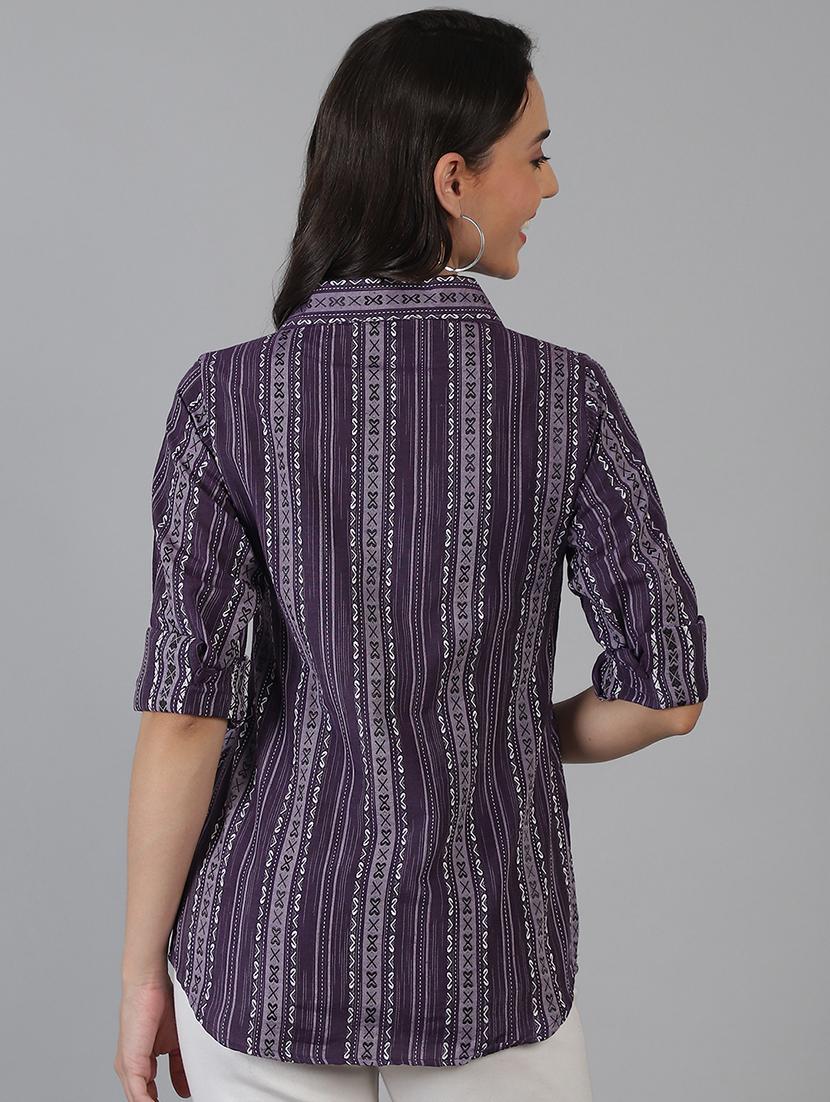 women printed collared regular fit shirt - 21645889 - Standard Image - 3