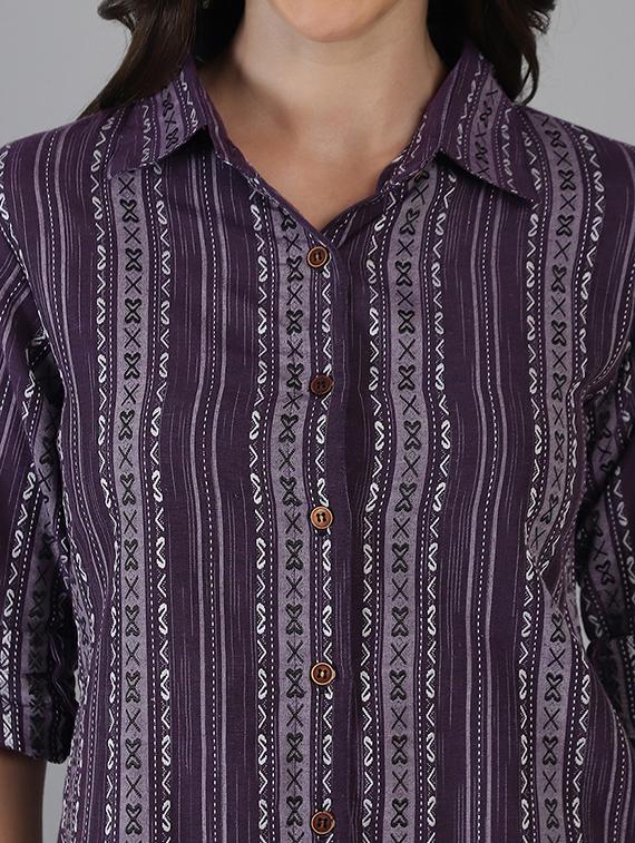 women printed collared regular fit shirt - 21645889 - Standard Image - 5