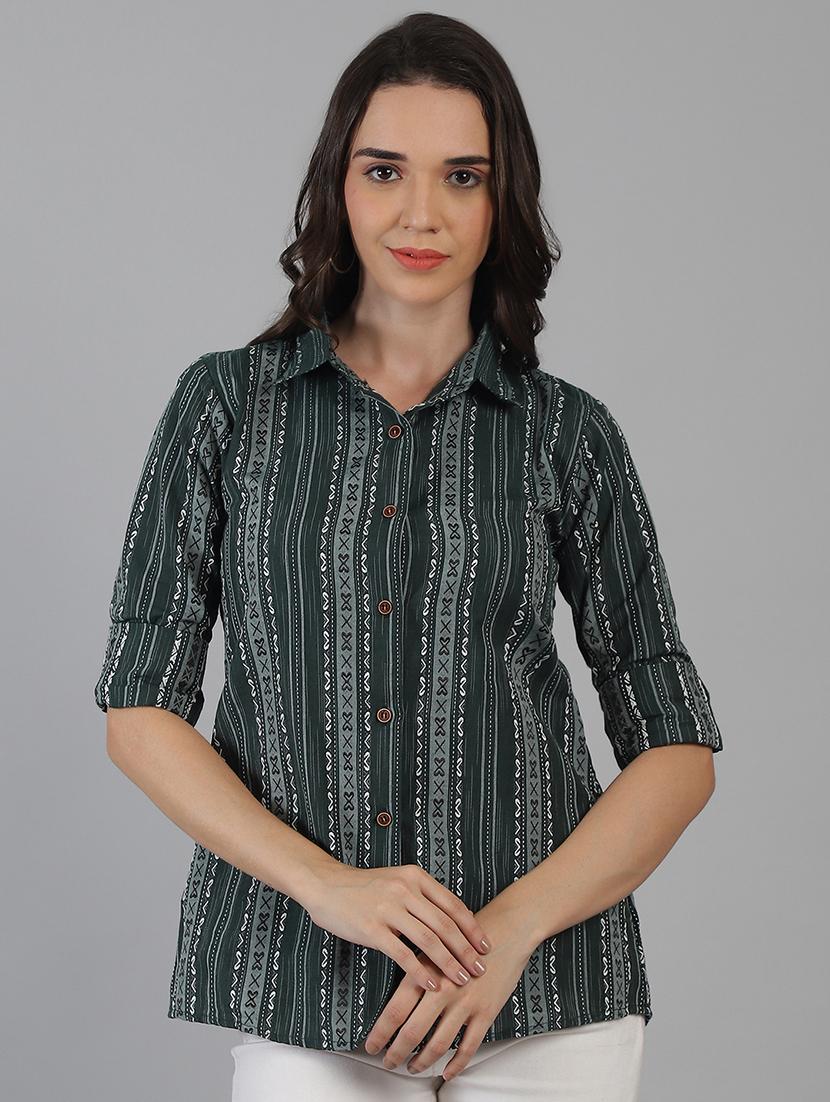 women printed cotton long sleeve shirt