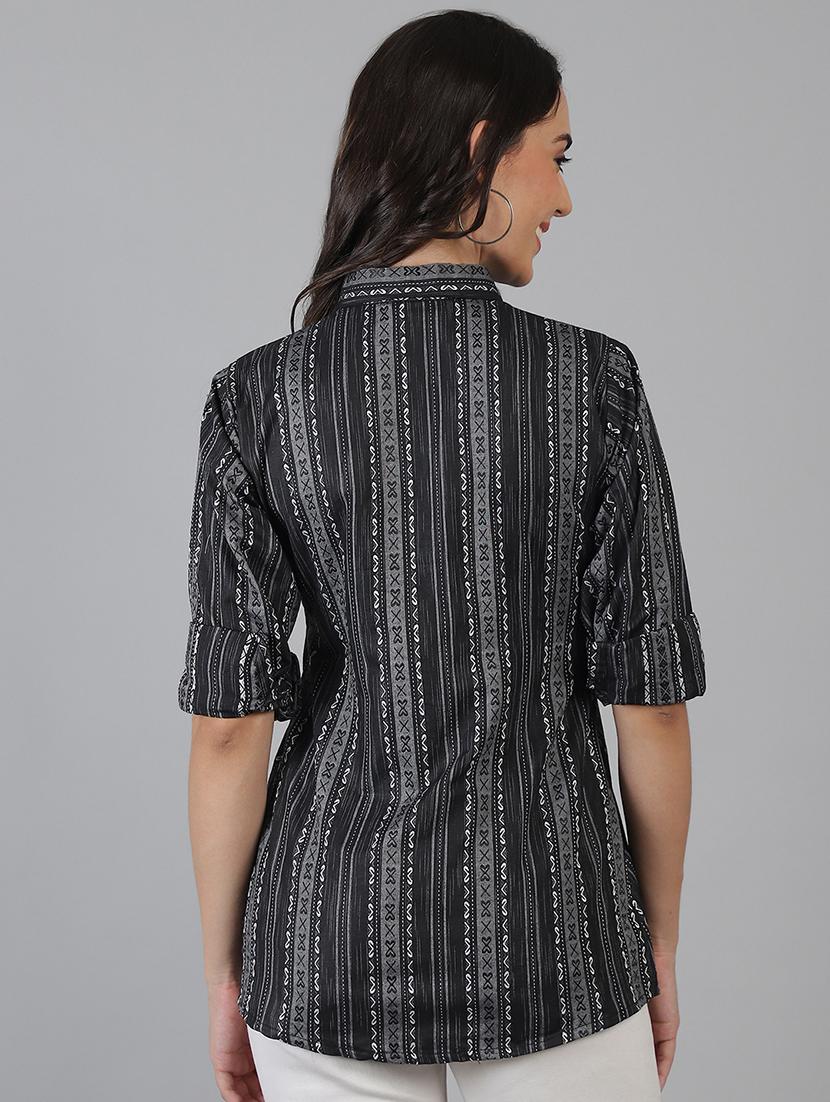 women printed collared regular fit shirt - 21645891 - Standard Image - 3