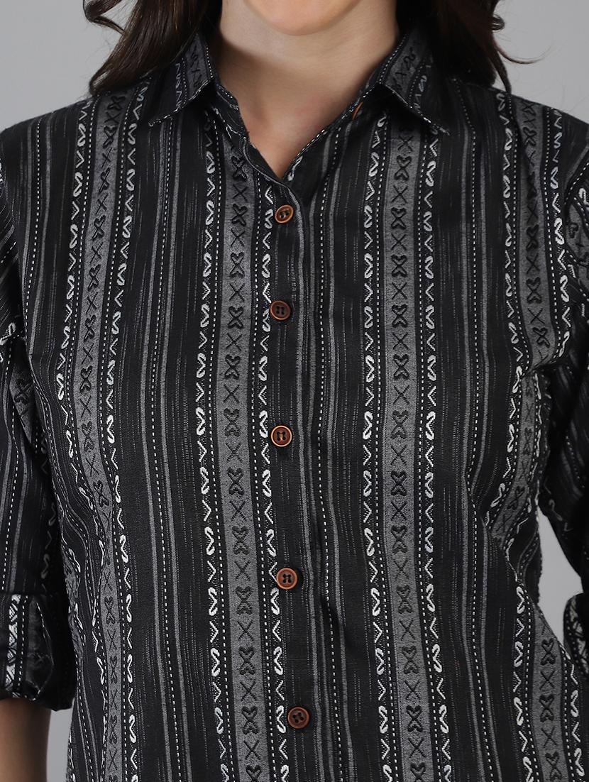 women printed collared regular fit shirt - 21645891 - Standard Image - 5