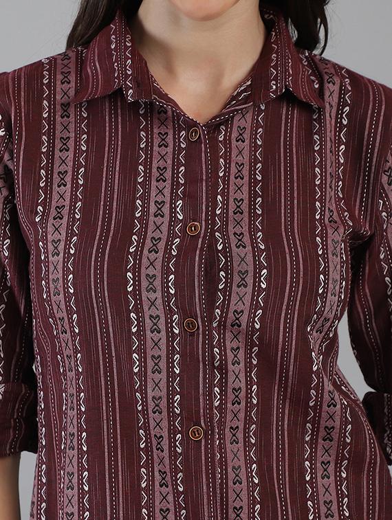 women printed collared regular fit shirt - 21645892 - Standard Image - 5