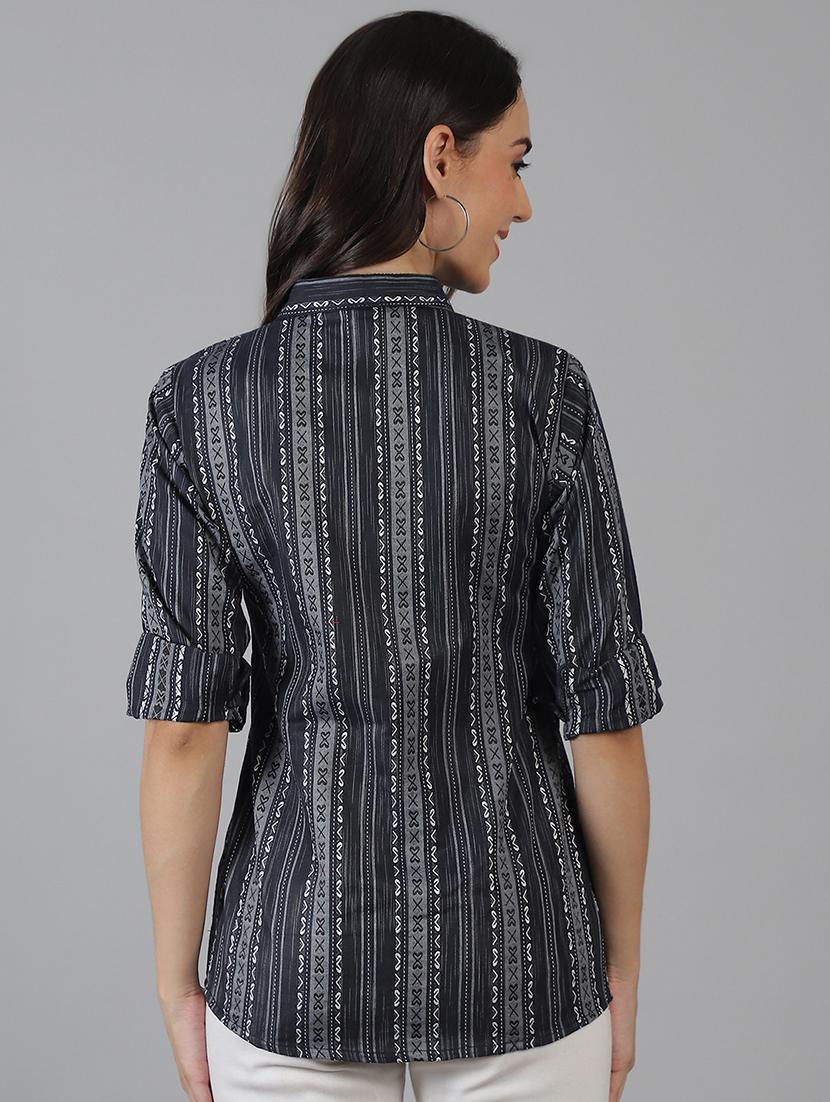 women printed collared regular fit shirt - 21645893 - Standard Image - 3