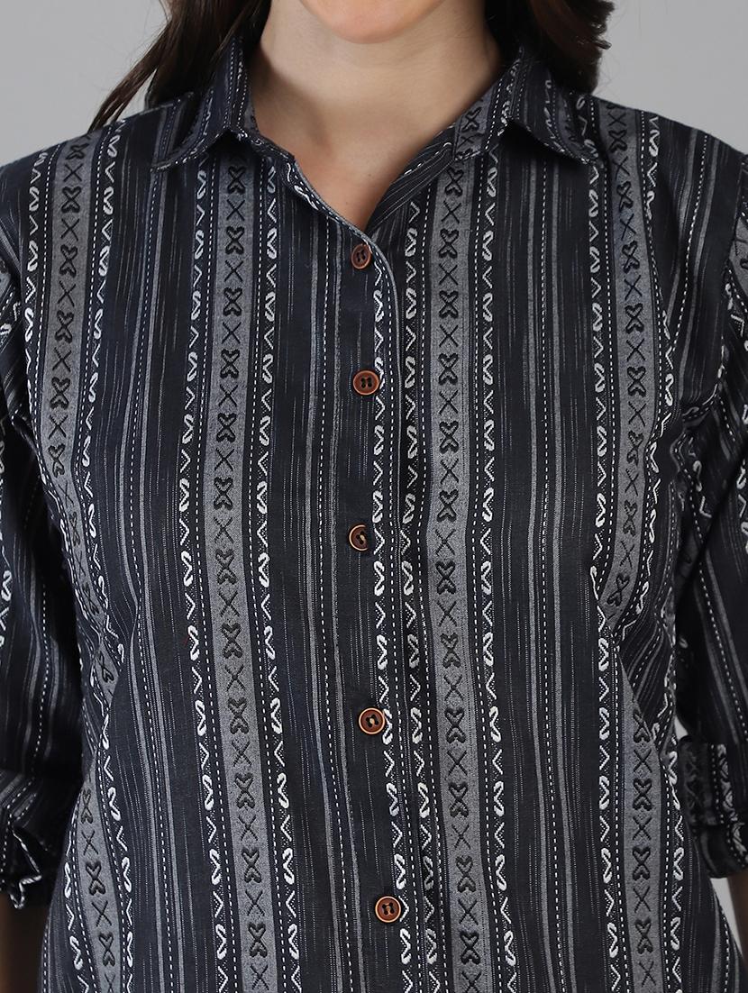 women printed collared regular fit shirt - 21645893 - Standard Image - 5