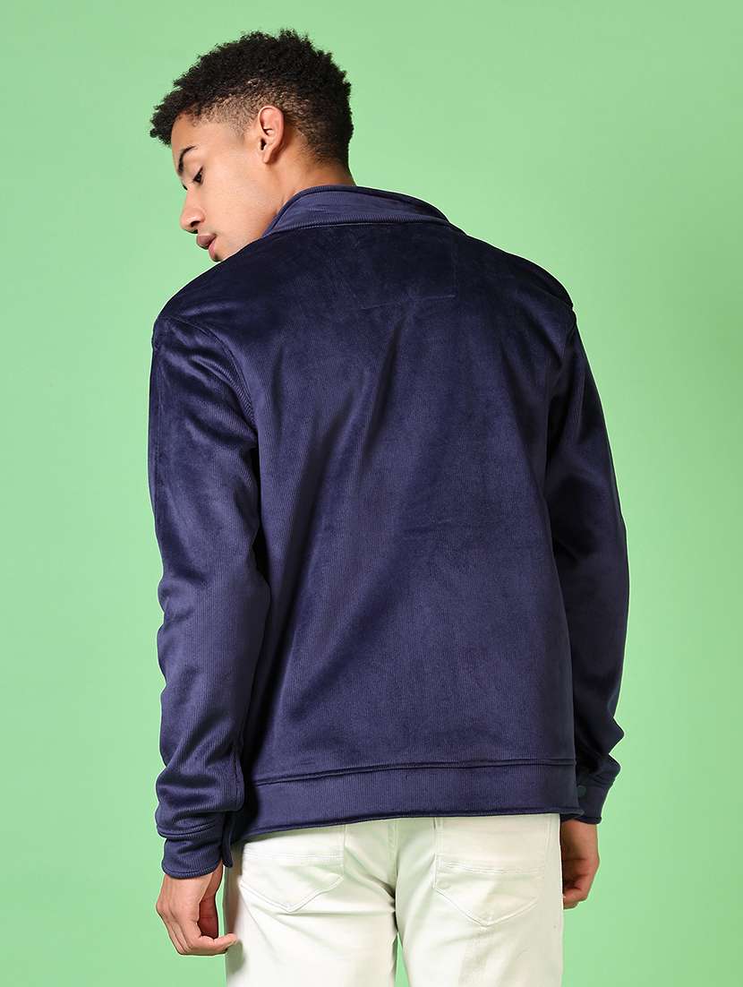 men blue solid long sleeve shacket - 21646041 -  Standard Image - 3