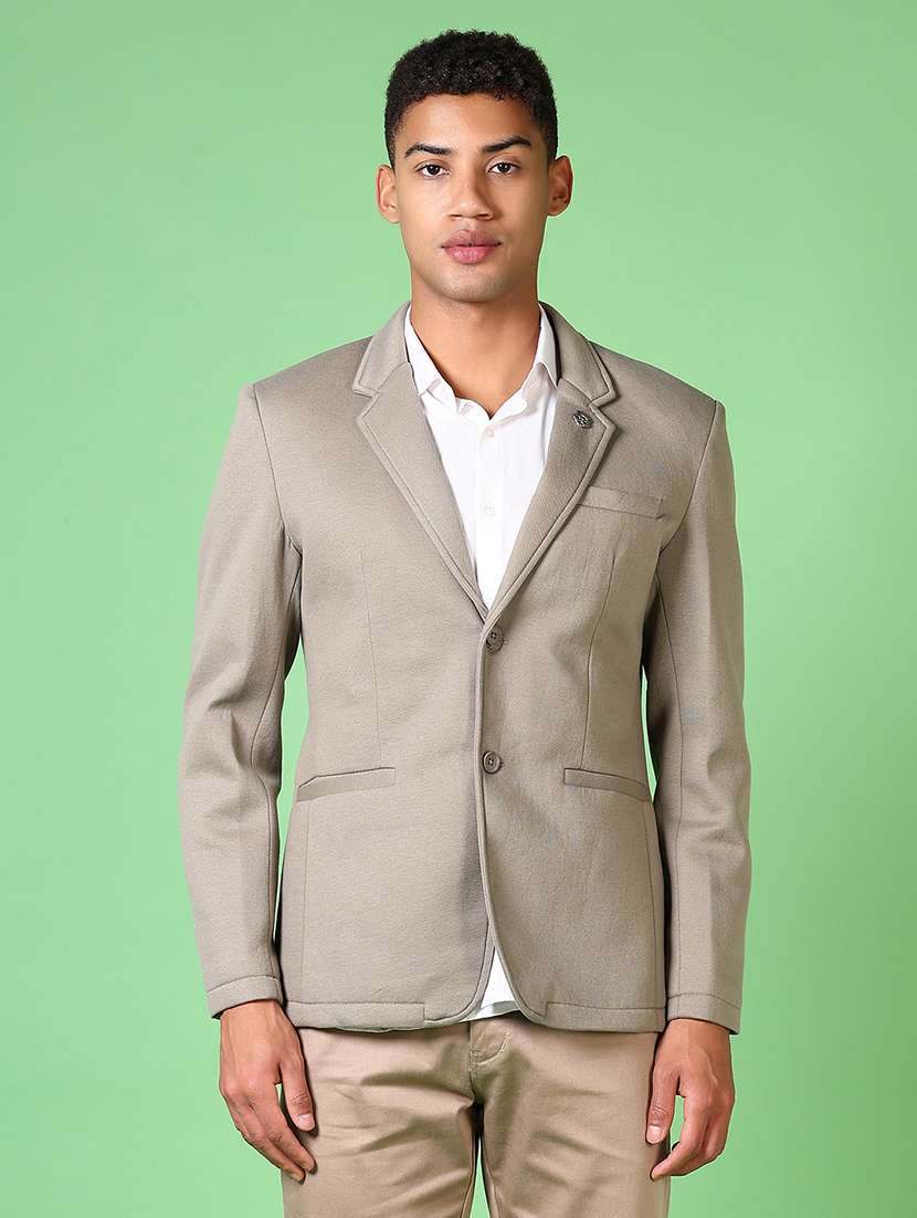 men long sleeves solid single breasted casual blazer