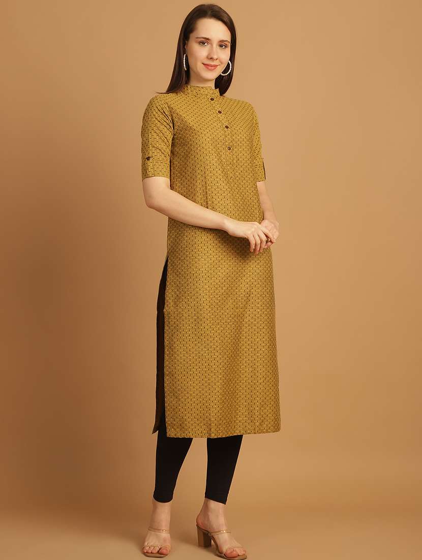 women self design roll up sleeve straight kurta - 21646373 - Zoom Image - 0