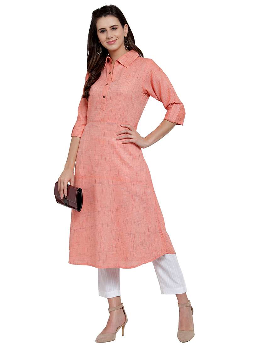 women self design three quarter sleeve a-line kurta - 21646383 -  Standard Image - 3