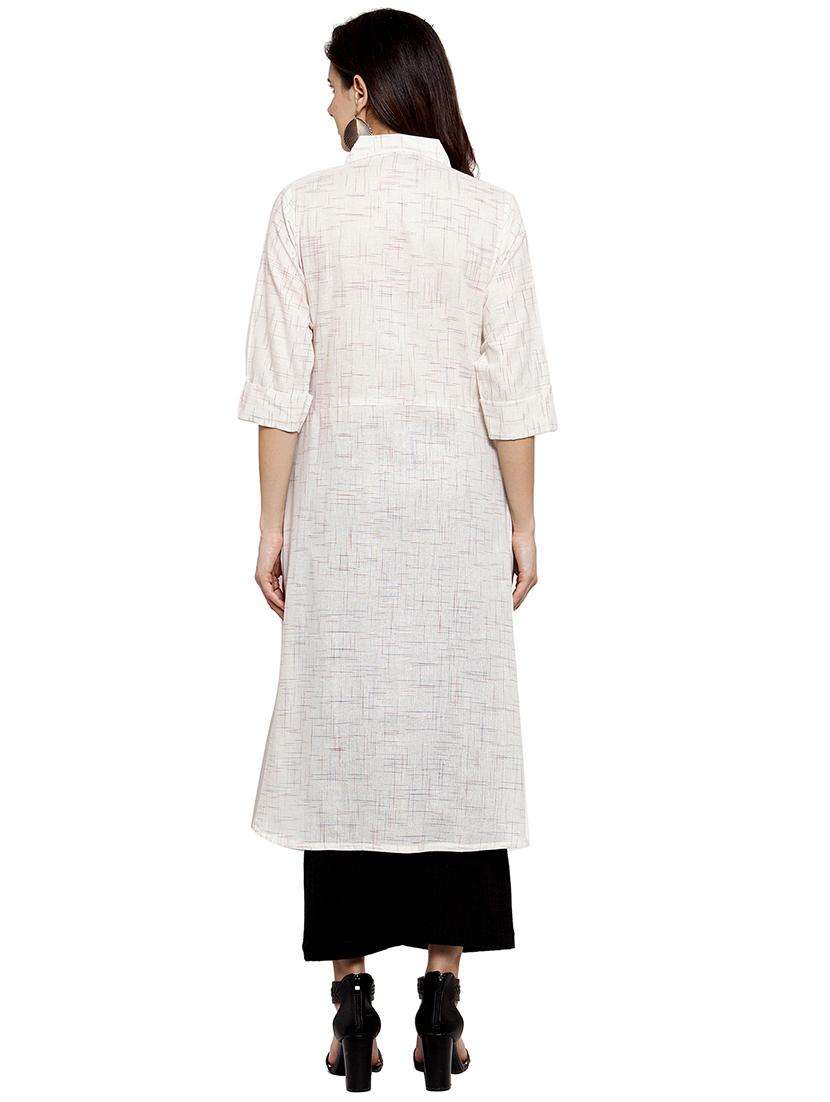 women self design three quarter sleeve a-line kurta - 21646388 -  Standard Image - 3