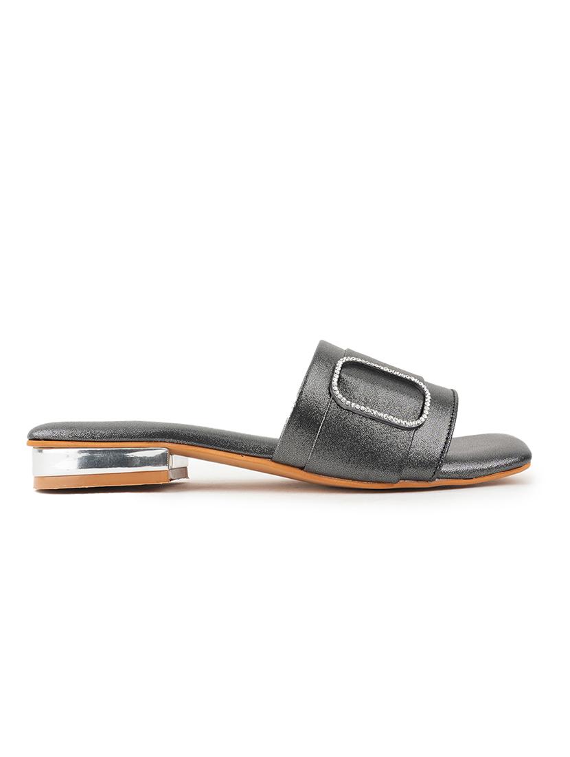 grey synthetic slip on sandals - 21646532 - Standard Image - 3