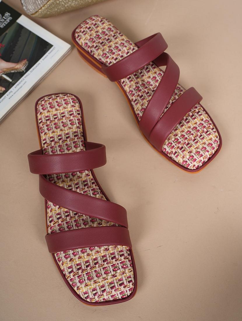 women maroon slip on sandal - 21646547 - Zoom Image - 0