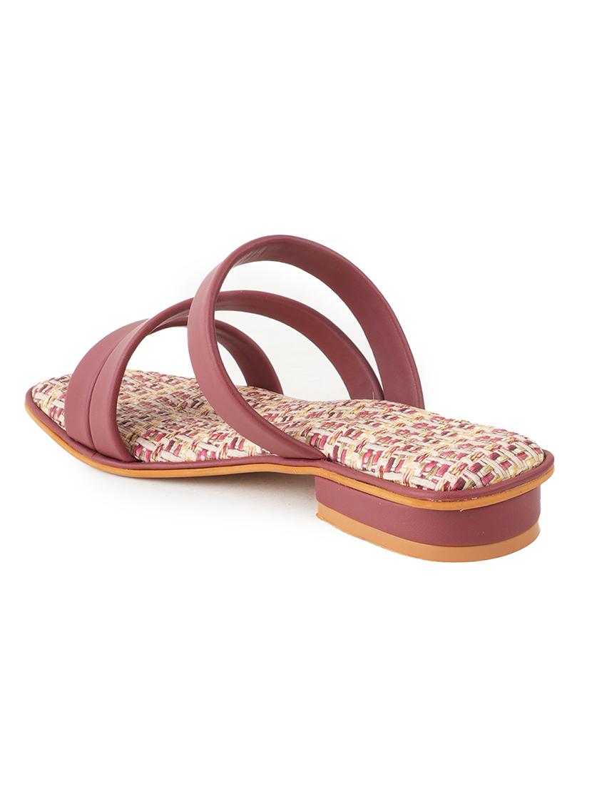 women maroon slip on sandal - 21646547 - Standard Image - 3