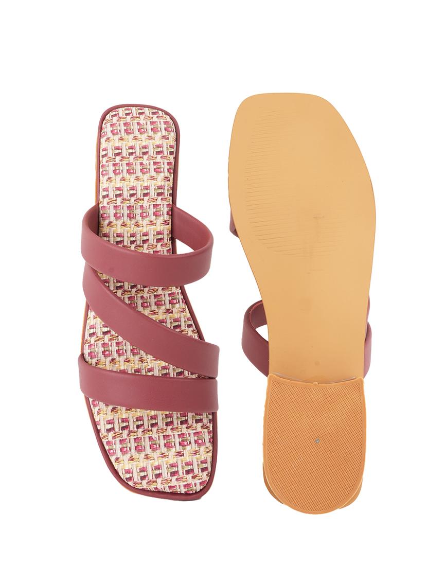 women maroon slip on sandal - 21646547 - Standard Image - 5