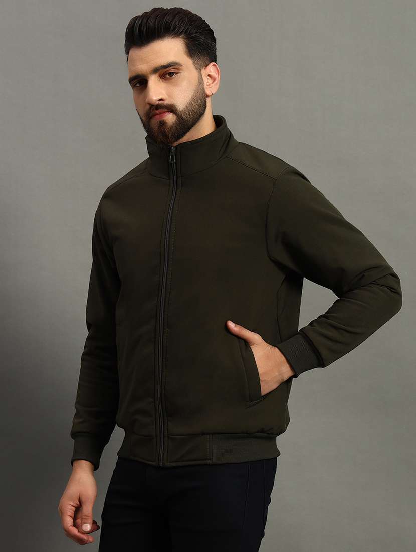 men solid long sleeve casual jacket