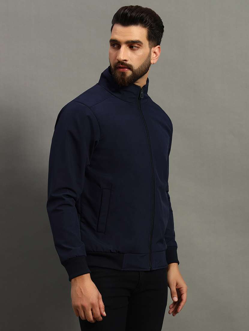 men solid long sleeve casual jacket