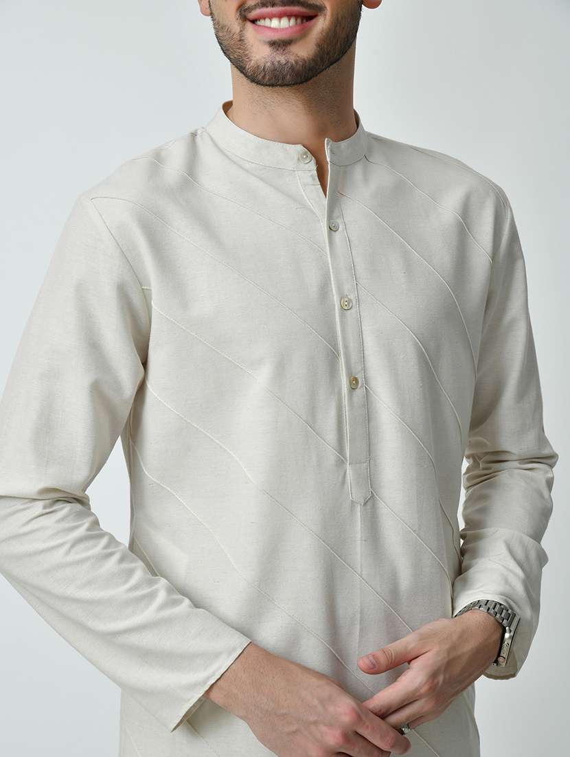 men solid mandarin neck long kurta - 21646603 -  Standard Image - 5