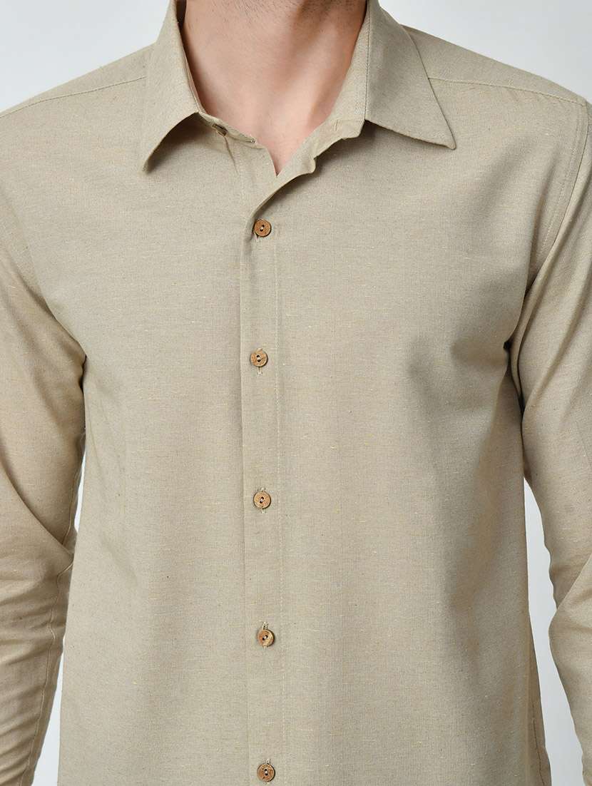 men regular fit solid long sleeve casual shirt - 21646641 -  Standard Image - 5