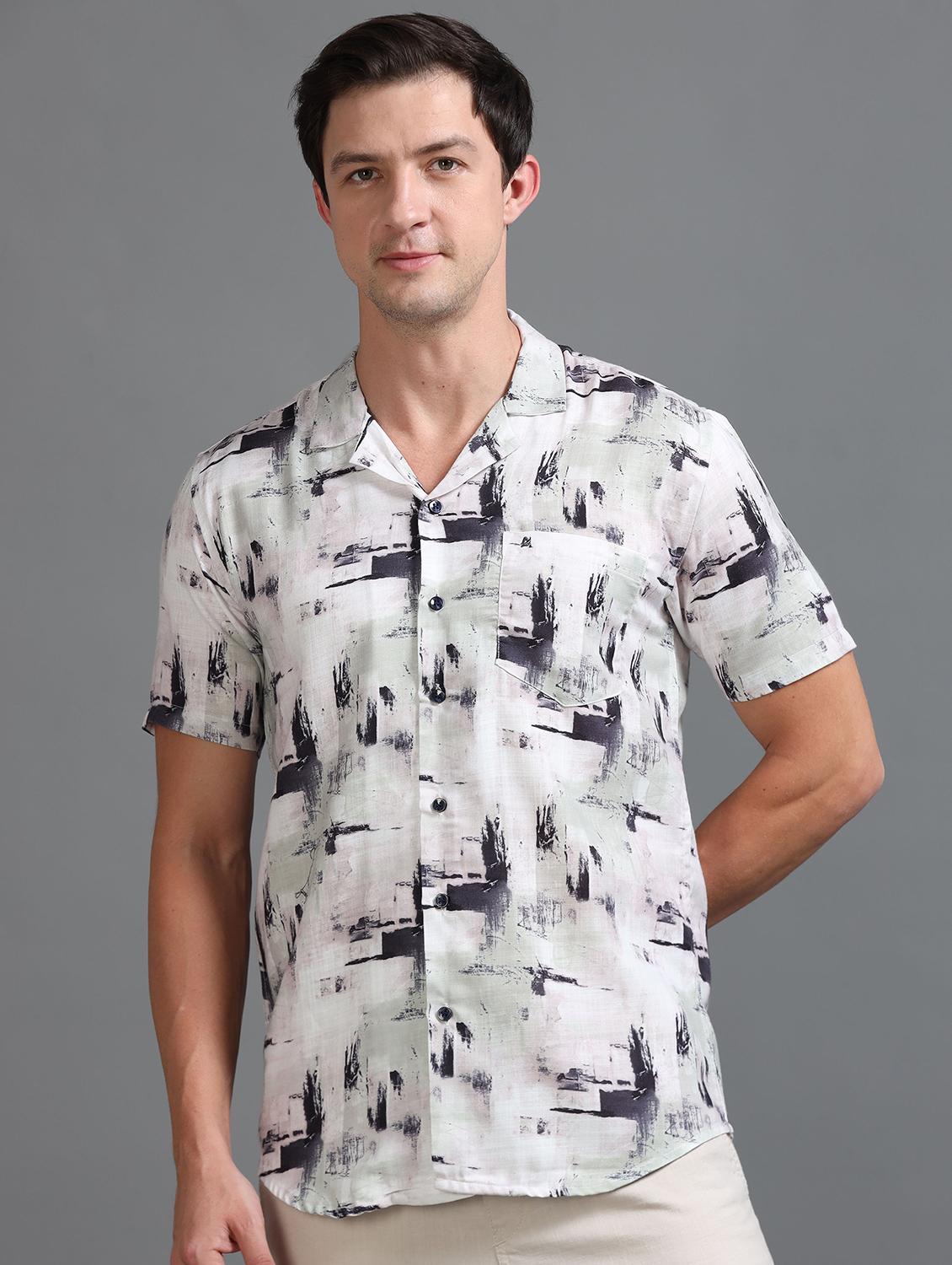 men printed short sleeves casual shirt - 21646681 - Zoom Image - 0