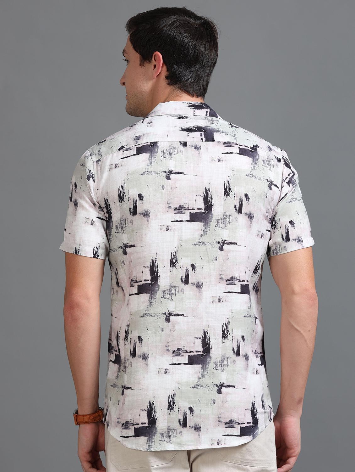 men printed short sleeves casual shirt - 21646681 - Standard Image - 3