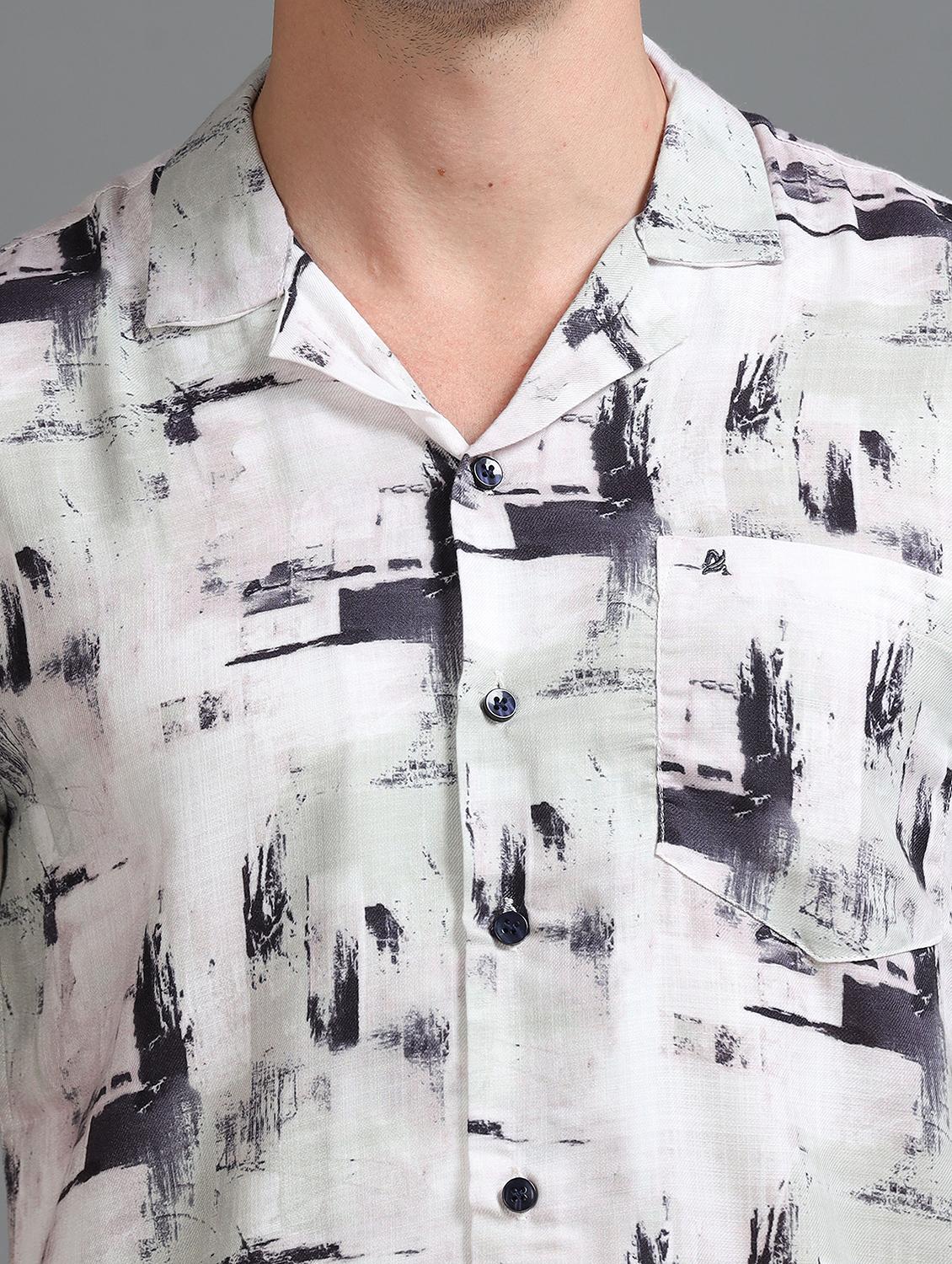 men printed short sleeves casual shirt - 21646681 - Standard Image - 5