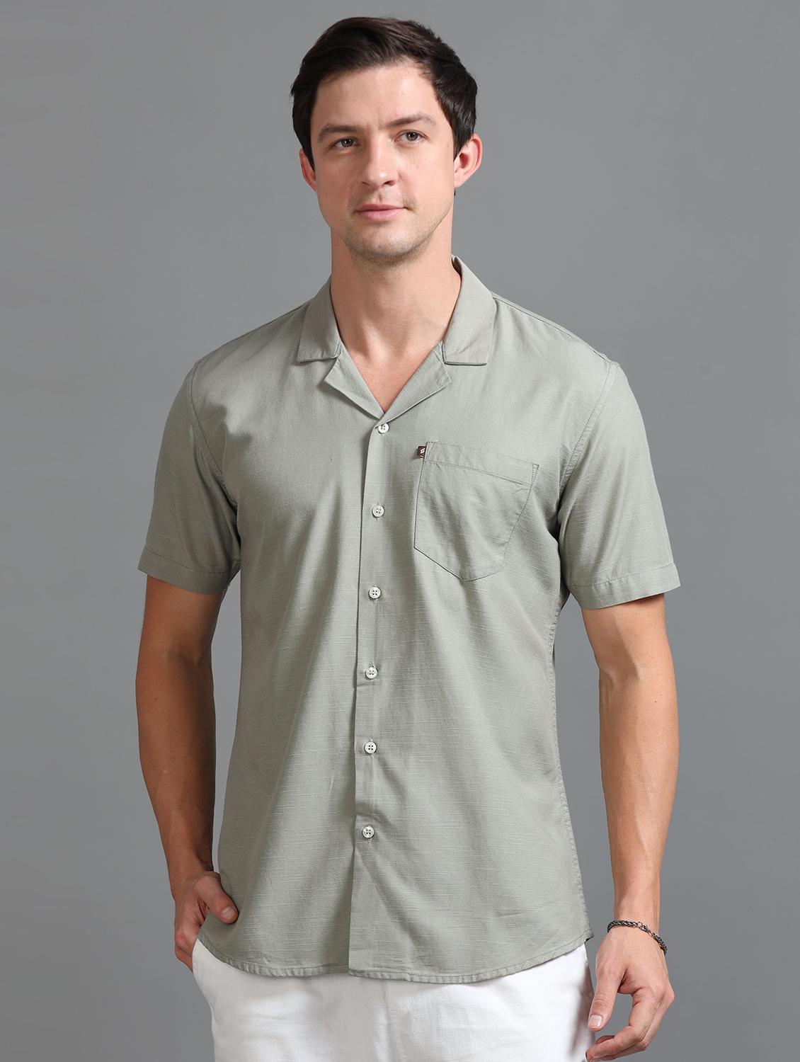 men solid short sleeves casual shirt - 21646684 - Zoom Image - 0