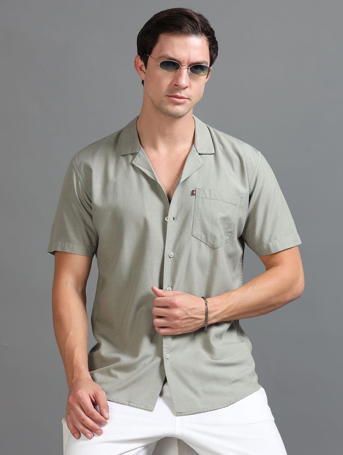 men solid short sleeves casual shirt - 21646684 - Standard Image - 3