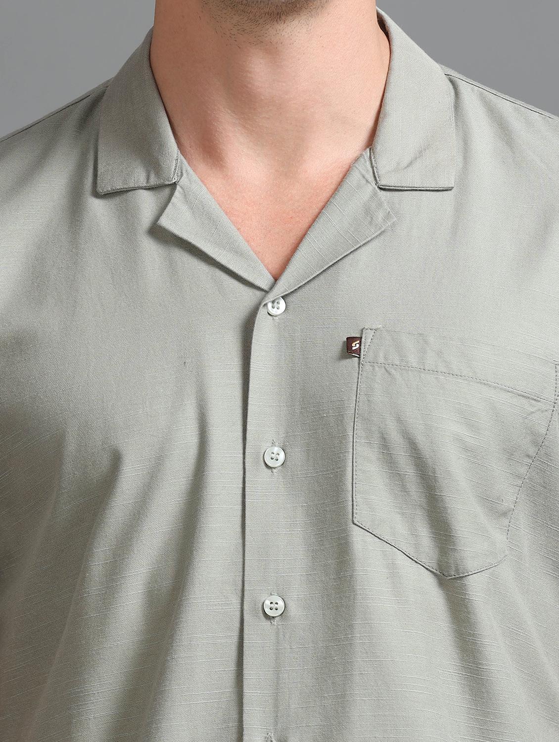 men solid short sleeves casual shirt - 21646684 - Standard Image - 5