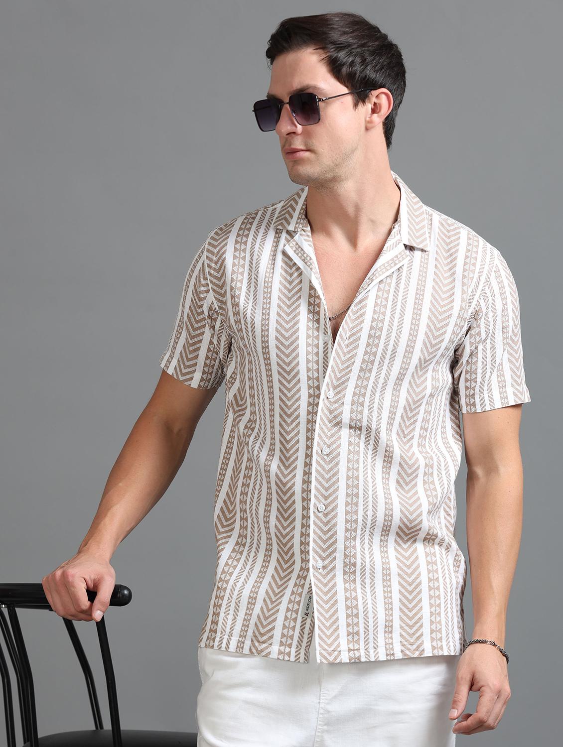 men printed short sleeves casual shirt - 21646685 - Standard Image - 3