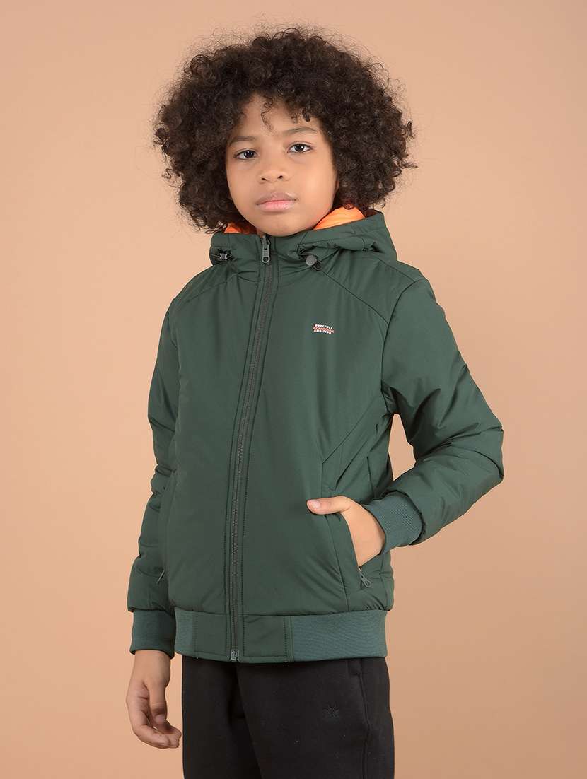 boys solid long sleeve quilted jacket