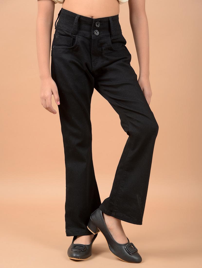 girls black bootcut plain jean