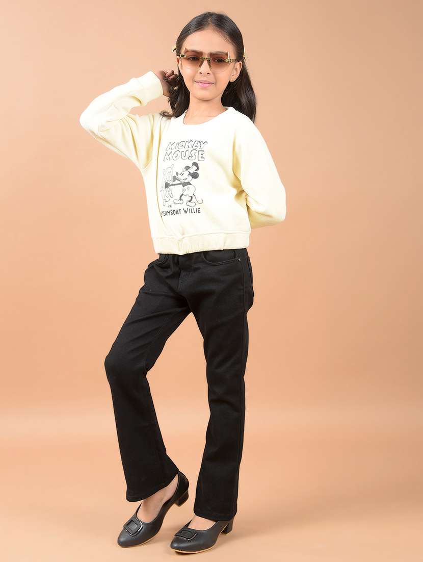 girls black bootcut plain jean - 21646751 -  Standard Image - 3