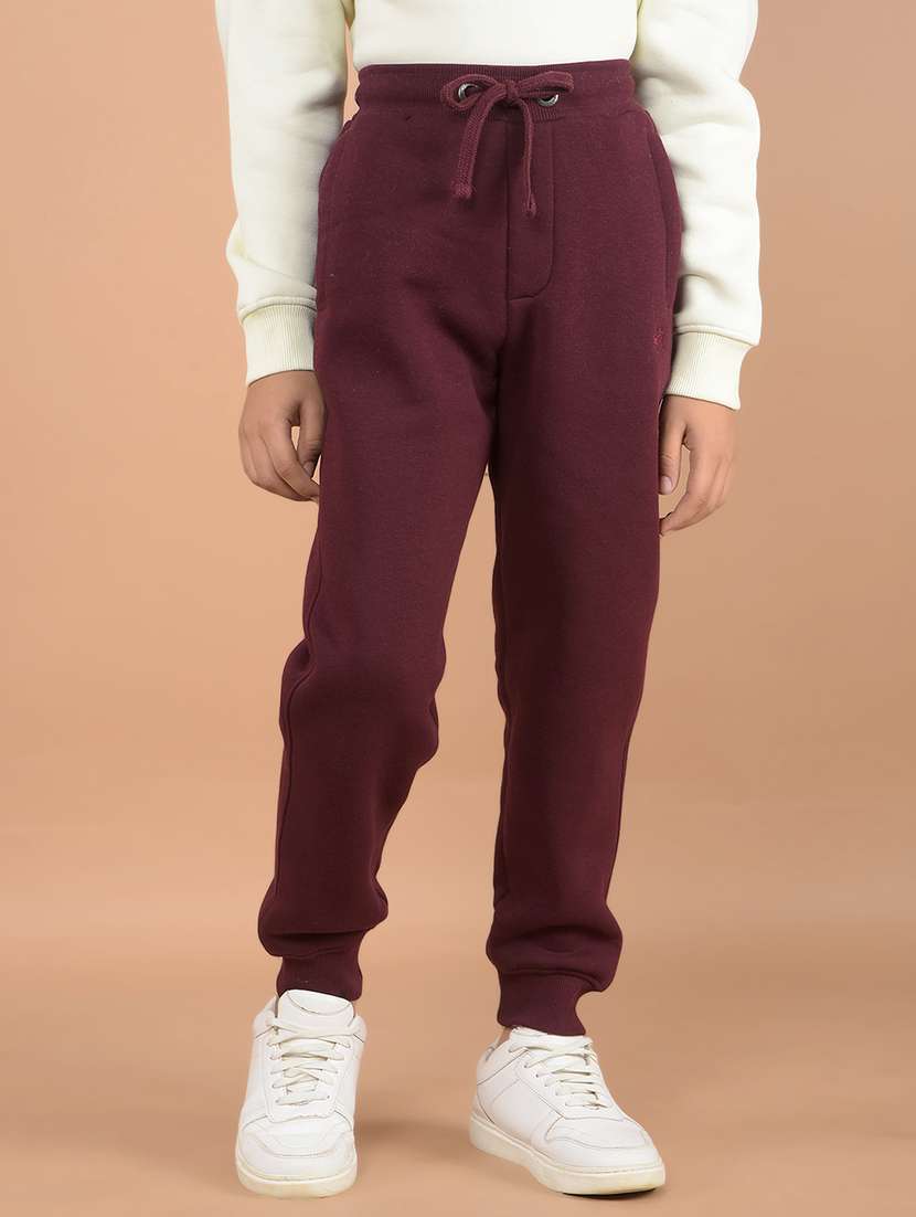 boys burgundy solid jogger