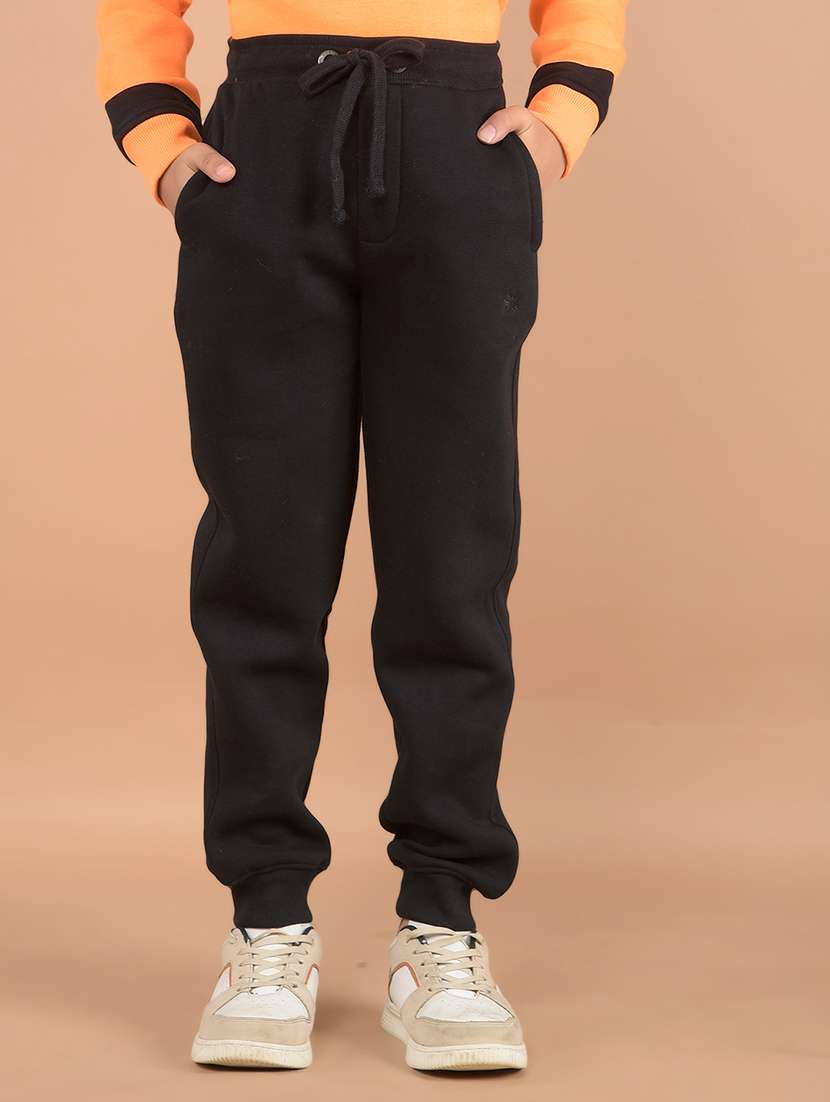 boys black solid jogger