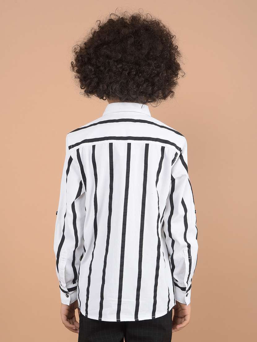 boys white stripes long sleeve shirts - 21646757 -  Standard Image - 3