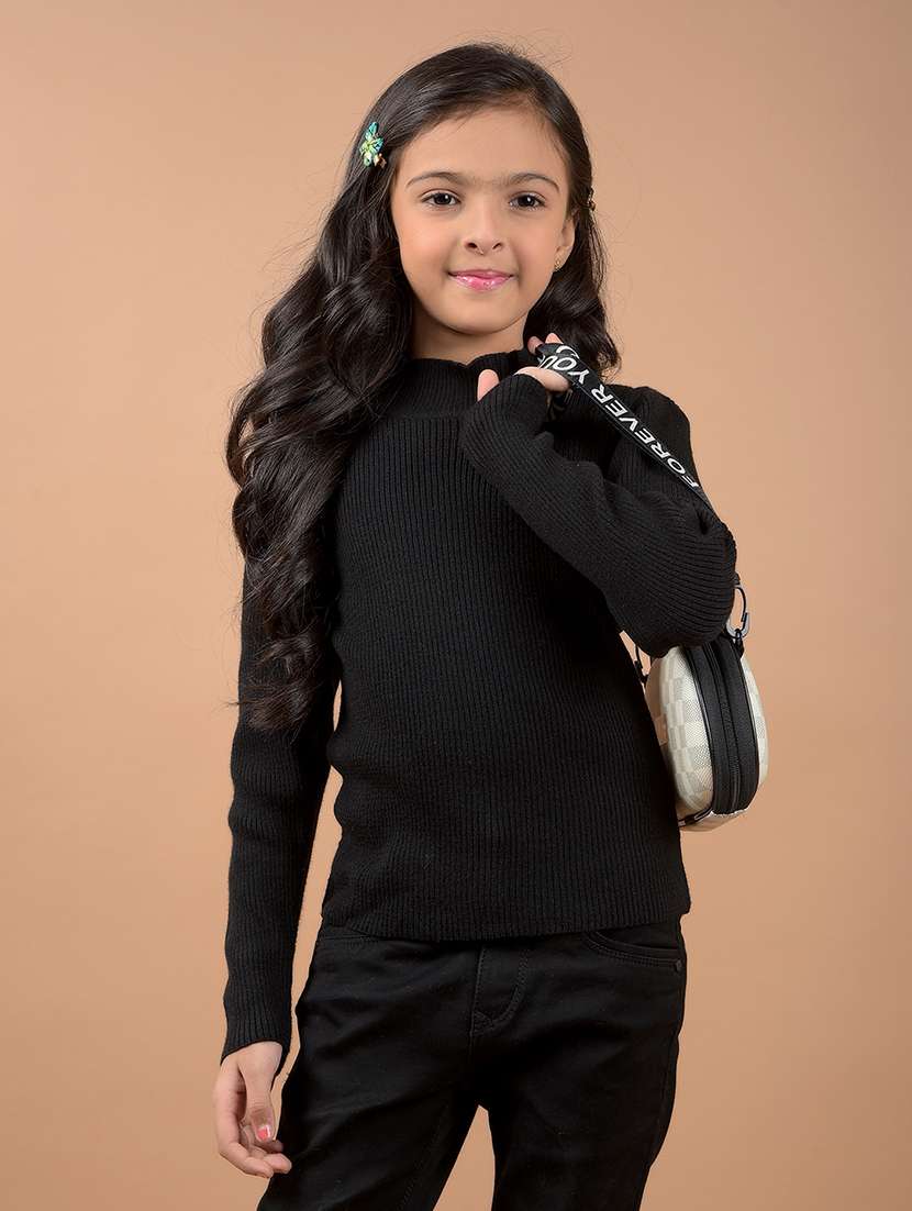 girls solids long sleeve sweater