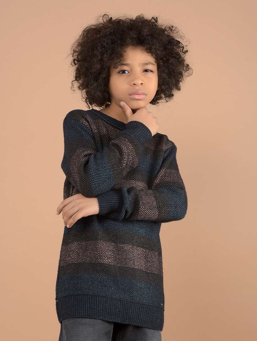 boys self design long sleeve sweaters