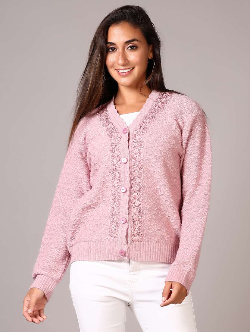 women self designed long sleeve cardigan