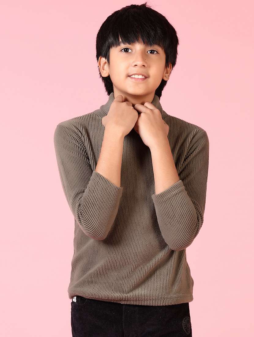 boys solid long sleeve sweater