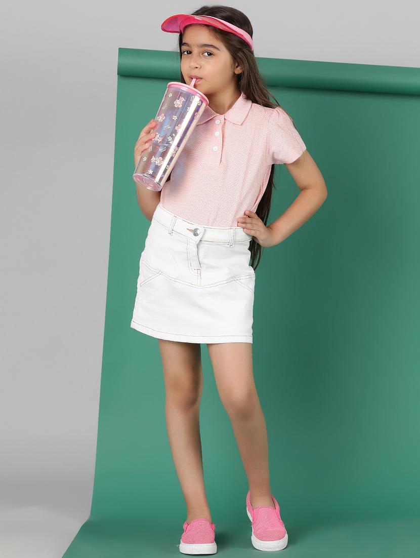 girls mid rise solid regular skirt - 21647077 - Standard Image - 3