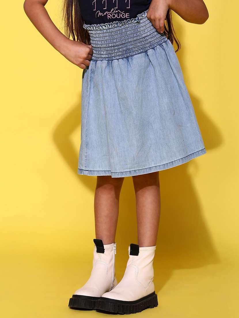 girls high rise solid a-line skirt