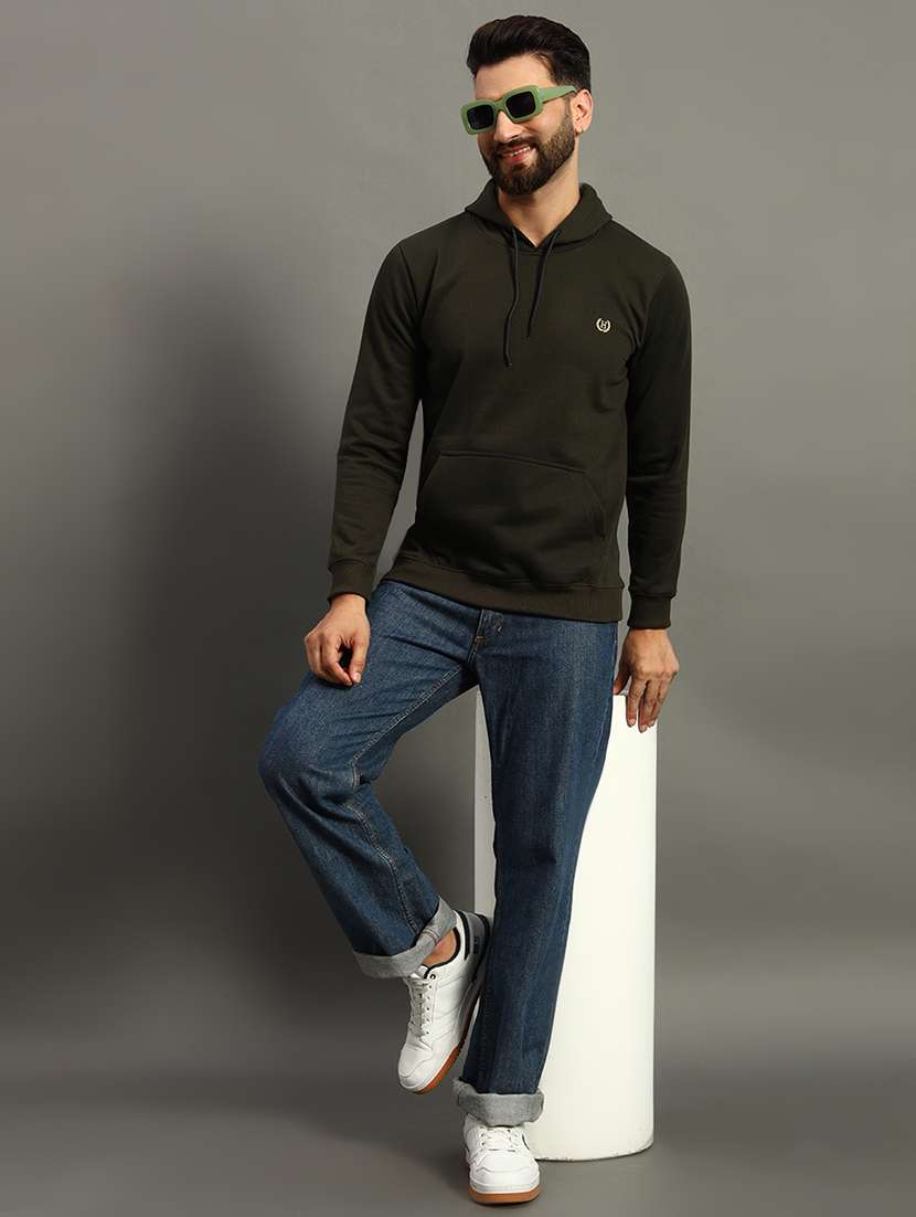 men solid regular fit hooded sweatshirt - 21647104 -  Standard Image - 3