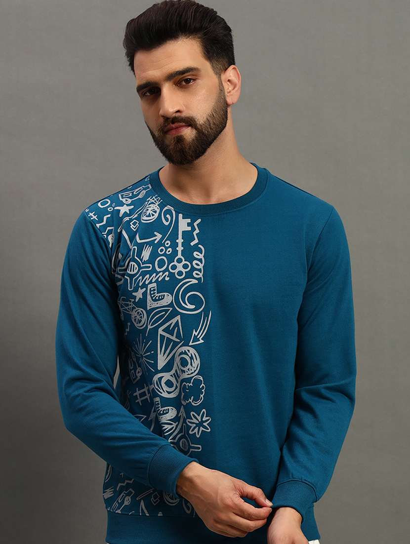 men front print regular fit sweatshirt