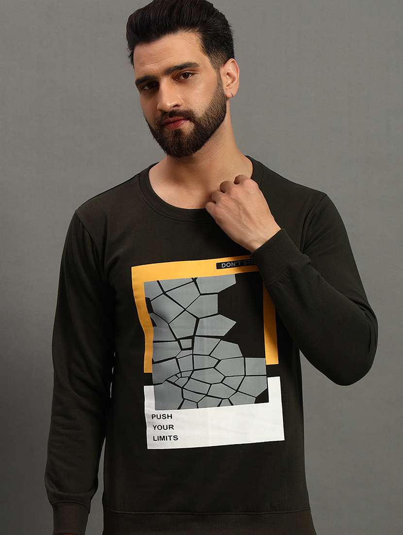 men front print regular fit sweatshirt