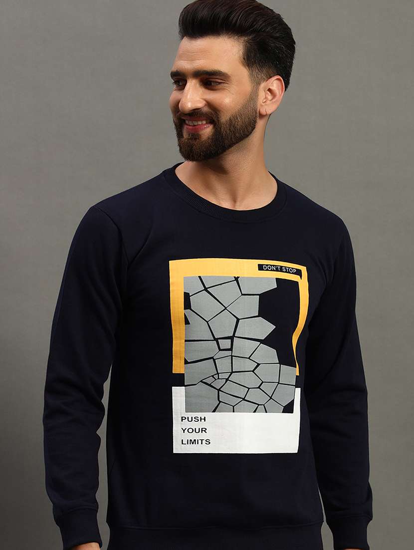 men front print regular fit sweatshirt