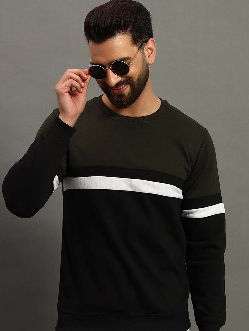 men color block regular fit sweatshirt
