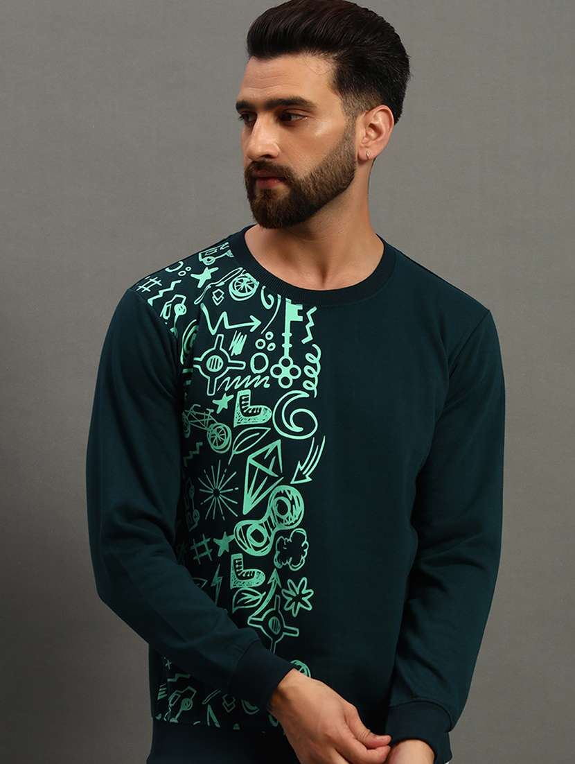 men front print regular fit sweatshirt