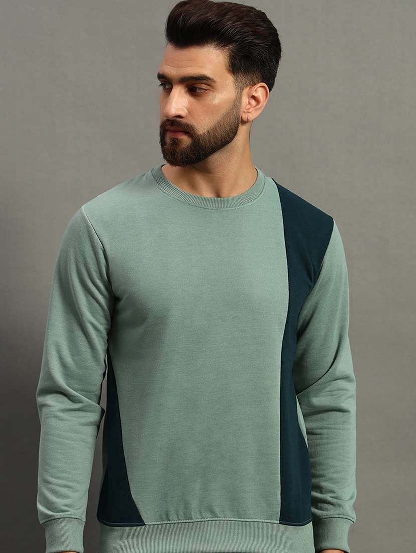 men color block regular fit sweatshirt