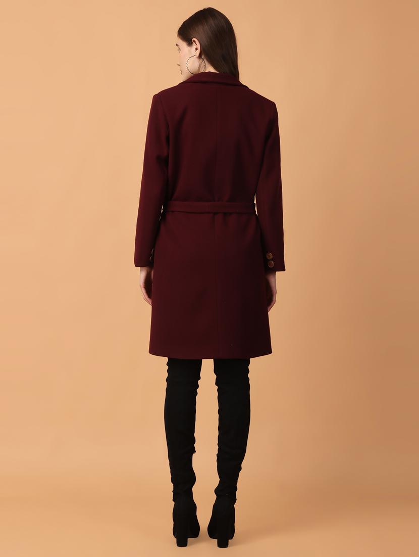 women lapel neck solid trench coat - 21647159 - Standard Image - 3